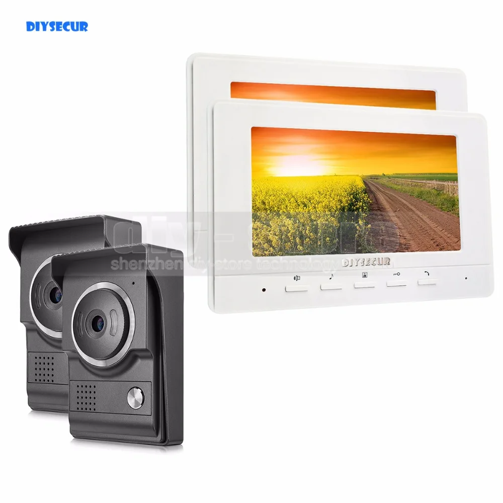 

DIYSECUR 7inch Video Intercom Video Door Phone 700TV Line IR Night Vision HD Camera for Home Office Factory White 2V2