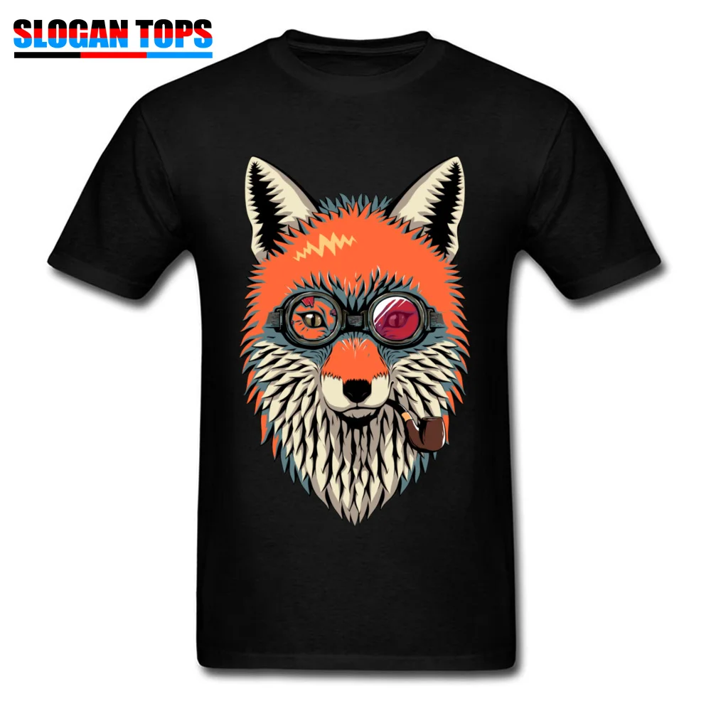 Graphic Mens Tops T Shirt Fox traveler Design Top T-shirts 100% Cotton Short Sleeve Funny Tee-Shirt O Neck Drop Shipping Fox traveler black