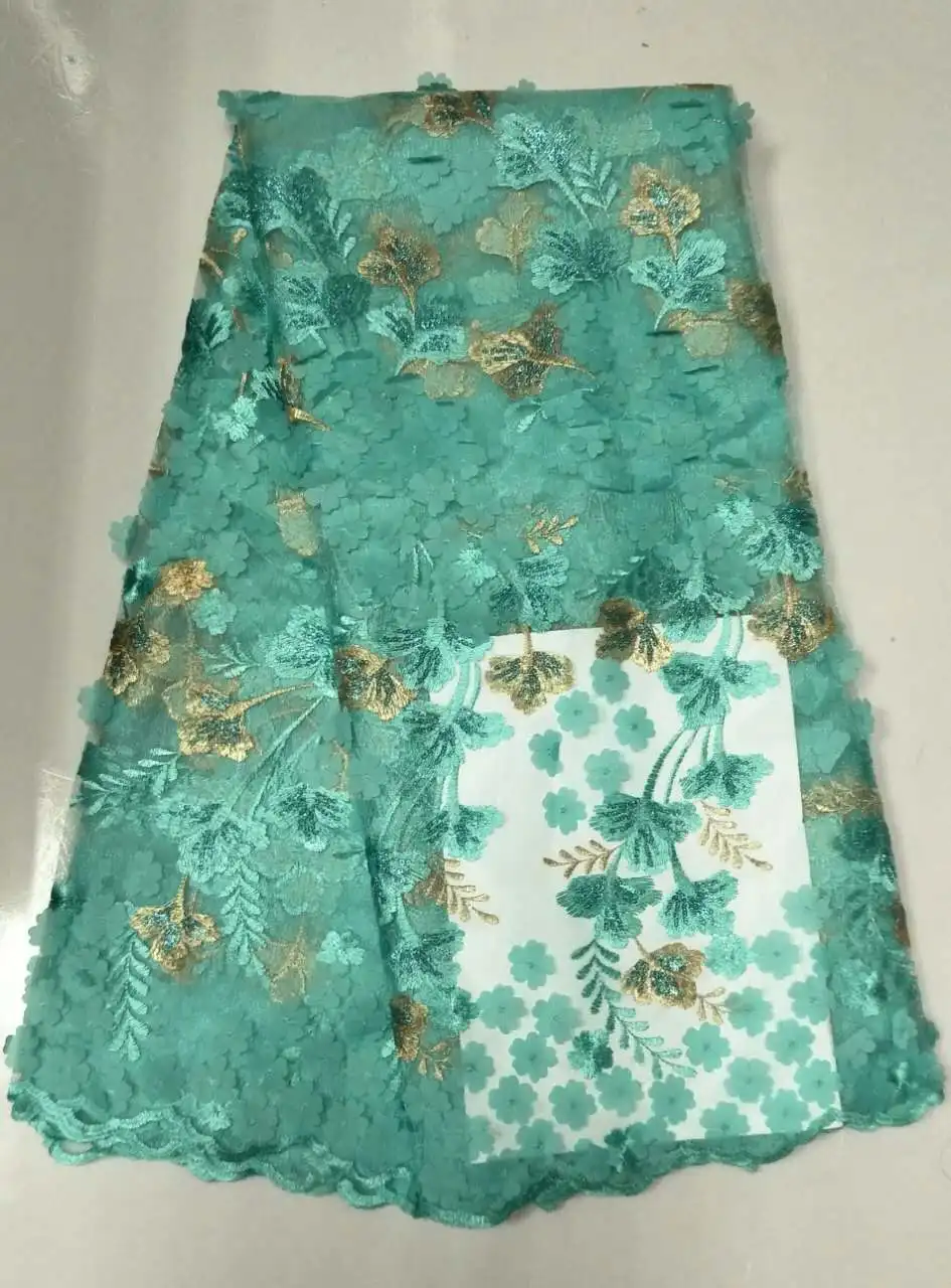 

High Quality 3d flowers pattern design African Nigerian Guipure Lace Fabric French Net Tulle Lace Fabric For party Dress YD
