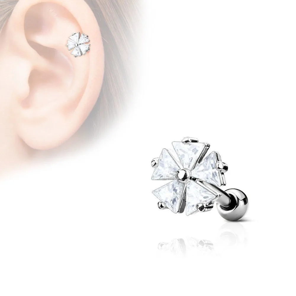 Stainless Steel Zircon Ear Tragus Ring Cartilage Piercing Stud Helix Jewelry | Украшения и аксессуары