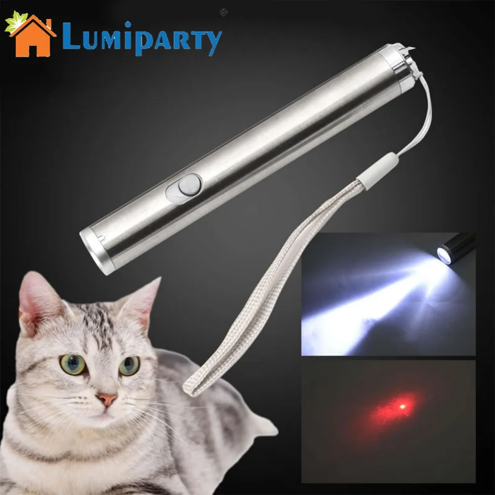 

LumiParty 2 in 1 Red Multifunction Light Laser Flashlight Cat Teaser Toy Portable Funny Stick for Cat Pets