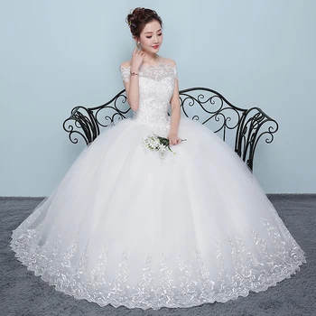 

Charming Beading Boat Neck Cap Sleeve Embroidery Tulle Wedding Dress Ball Gown New 2019 Custom Made Size Bride Wedding Gown