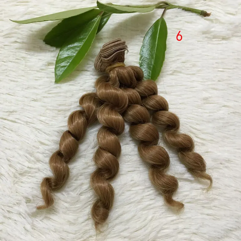 Мода 1 шт 15*100 см кукольные аксессуары римские кудрявые волосы для наращивания синтетический парик волос для куклы Парики Высокотемпературная проволока - Цвет: Color 6