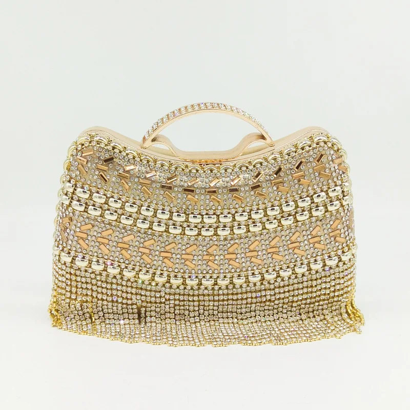 2018 Dazzling Clutch Bag with Beautiful Tassel and Diamonds, Vintage Evening Bag with Detachable Chain 2018 Dazzling Clutch Bag with Beautiful Tassel and Diamonds, Vintage Evening Bag with Detachable Chain