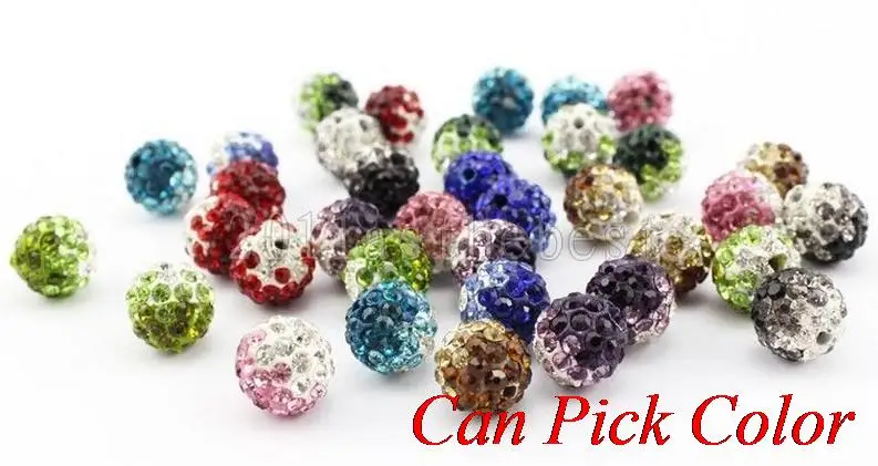 

fashion hotsale nsog 10mm mixed Gradient change Colorful crystal Beads Pave Clay Disco Ball Bracelet Necklace DIY