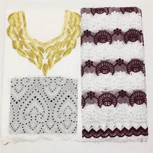 Beautifical африканская кружевная ткань Швейцарский хлопок сухое молочное Шелковое кружево высокого качества Швейцарский кружевной материал для платья 2,5+ 2,5 ярд XM