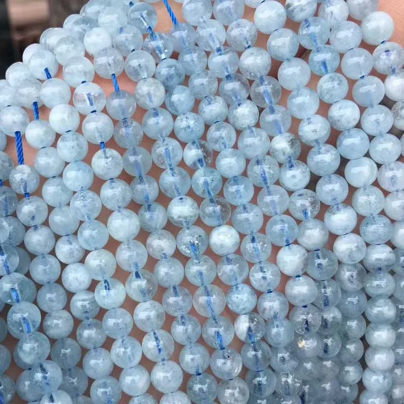 

Original Aquamarine Gemstone 6/8/10/12mm Clear AAAAA Smooth Round Loose Beads for Jewelry Making Design diy Gift Natural Stone