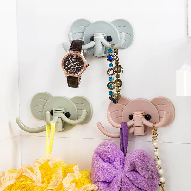 

Cute Elephant Plastic Decorative Key Holder Wall Shelf Rack Hook Home Storage Organizer Bathroom Kitchen Accessories