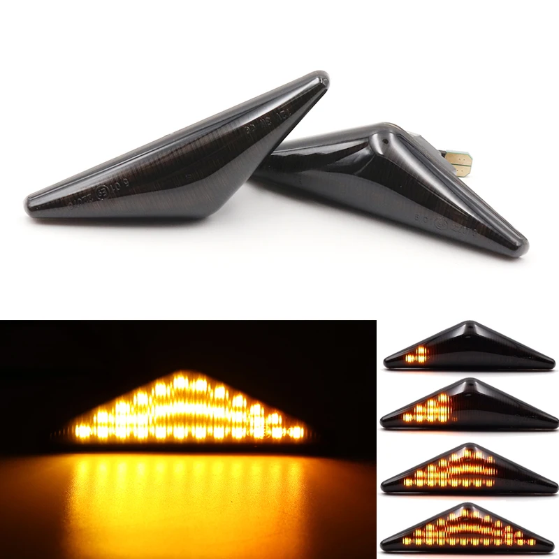 

Nisacarda 2X Clear/Smoke Len Amber Dynamic Flowing LED Side Marker Signal Light For Ford Mondeo 2000-2006 Focus MK1
