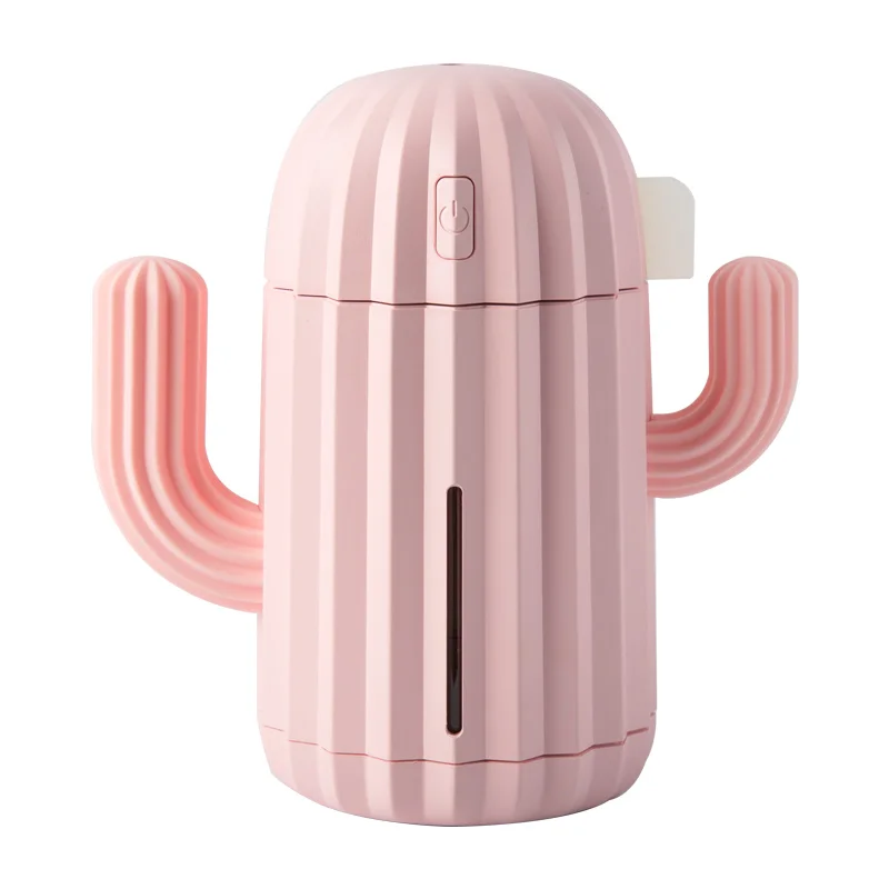 340 мл USB увлажнитель воздуха С КАКТУСОМ, распылитель ароматических масел для ароматерапии, распылитель эфирного тумана, фоггер, мини ароматический распылитель для дома - Цвет: Розовый