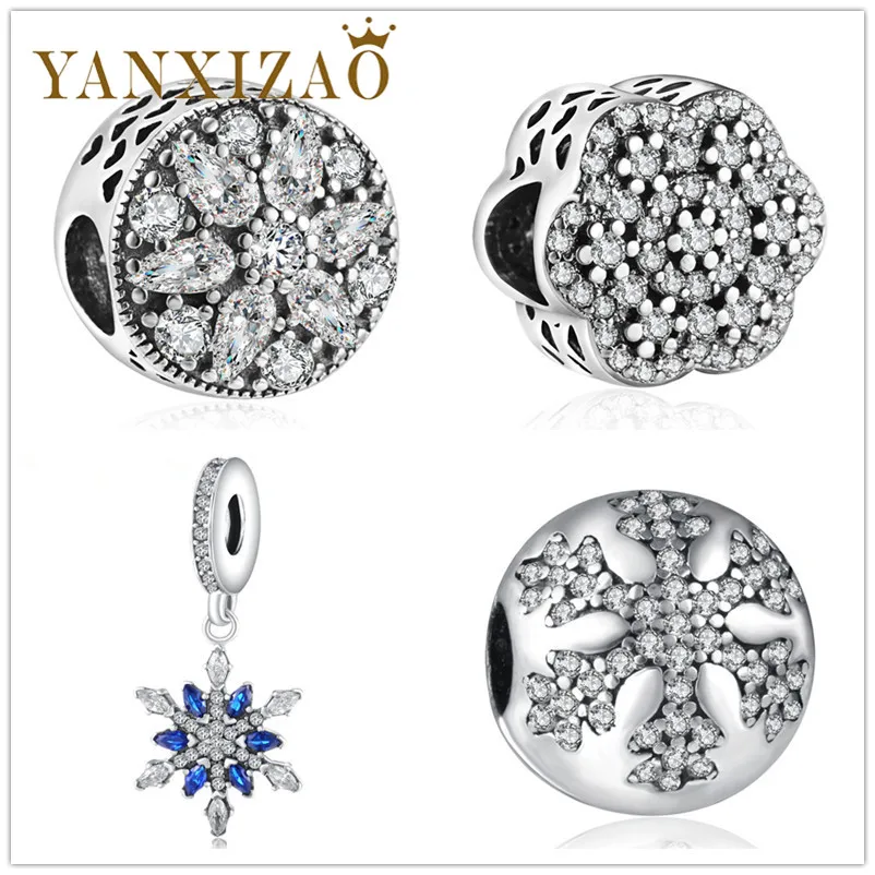 Yanxizao Мода Серебро 925 европейские бусины-подвески с фианитами Fit Pandora стиль браслет