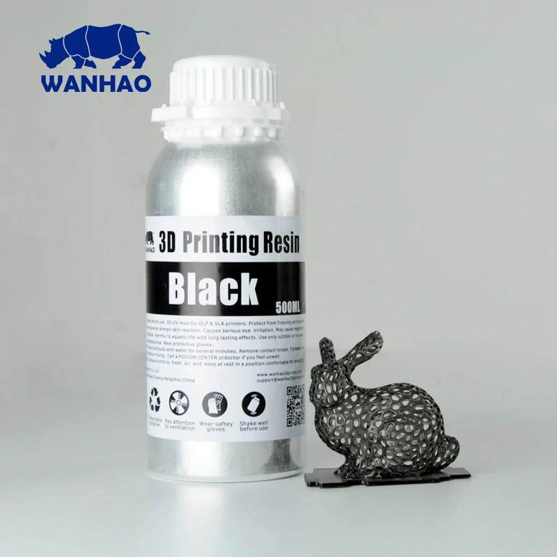 WANHAO Производитель Новая алюминиевая упаковка Черная смола для ЖК DLP/SLA D7/D7 Plus/D8 3d принтер 500 мл
