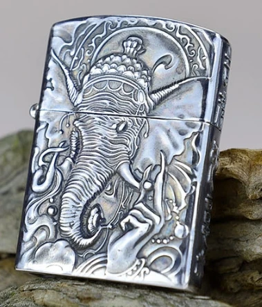 

handmade glz88 Zip insert s999 sterling silver five side Elephant lighter