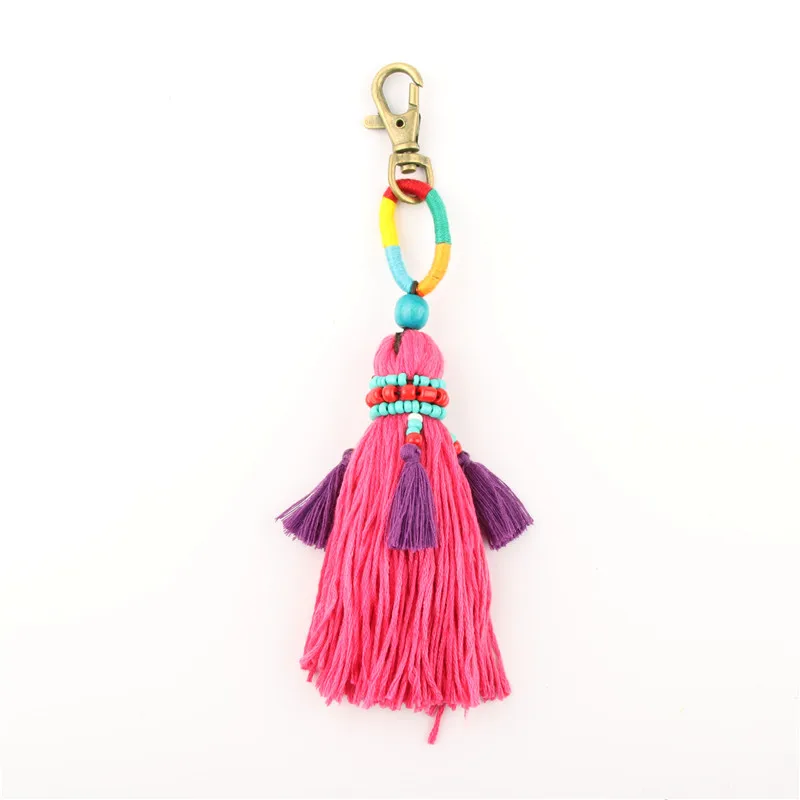 1 шт. красочные брелоки с кисточками брелок для ключей сумка Висячие подарочные Автомобильные вечерние ювелирные изделия Стиль Бохо - Цвет: pink