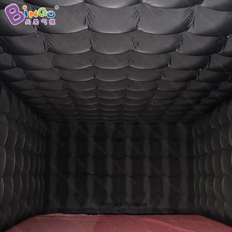  Custom made 6X4X2.5 meters inflatable black tent / rectangular inflatable tent with motor toy tent