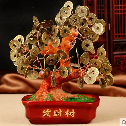 

SCY 16504+++Feng Shui lucky coins tree ornaments Qian Shu copper coins shake Pachira lucky coins Home Furnishing decorations