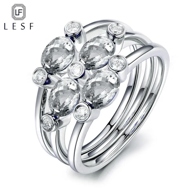 

LESF 925 Sterling Silver Women Fashion Jewelry Ring 2 ct Oval Cut Zircon 4 Stone Engagement wedding Band ring For Women
