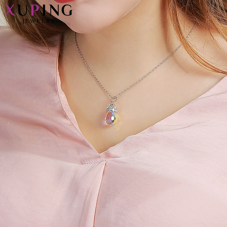 Мода Xuping романтические ювелирные изделия Кристаллы от Swarovski простой элегантный ожерелье вечерние темпераментные Подарки для женщин S161-40495