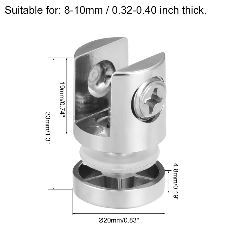 Uxcell 2 шт. односторонний Держатель для стеклянной полки цинковый сплав регулируемый зажим для стекла для 8-10 мм 10-12 мм полки поддержка 5,7x14 мм резьба