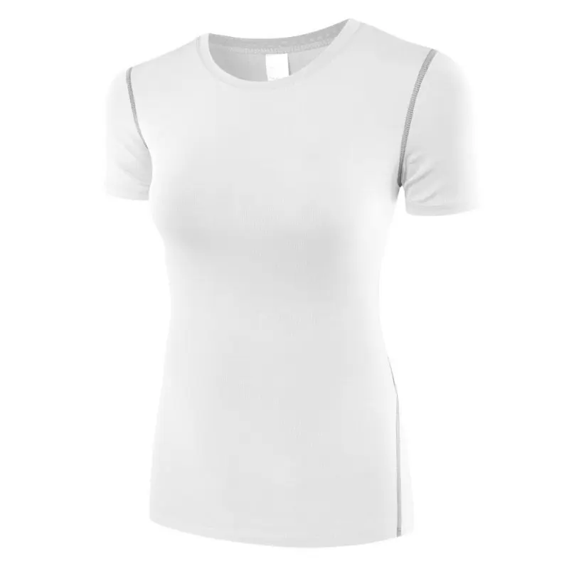 Женская быстросохнущая Спортивная футболка для бега с коротким рукавом, Женская Профессиональная спортивная футболка для фитнеса, уличная эластичная Спортивная футболка - Цвет: Белый