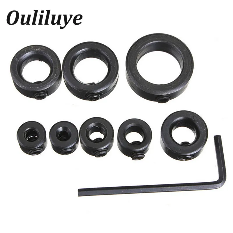 8pcs 3-16mm Woodworking Drill Locator Drill Bit Depth Stop Collars Ring Positioner Drill Locator Wood Drill Bit Clamping Device