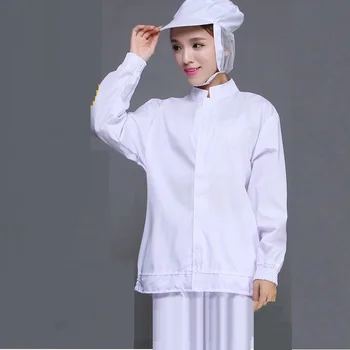 

(10 set)White food take long sleeve clothes suit tooling dustproof health service men women Food processing factory work clothes