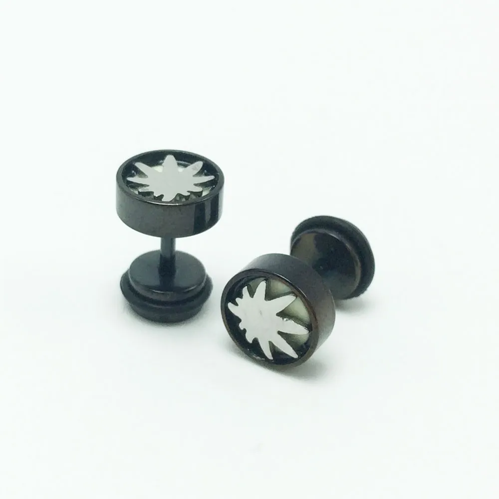 7Fashion men's ear studs earrings stainless steel luminous glowing at night fancy ear plugs pendientes 1.2mm 16G small jewelry