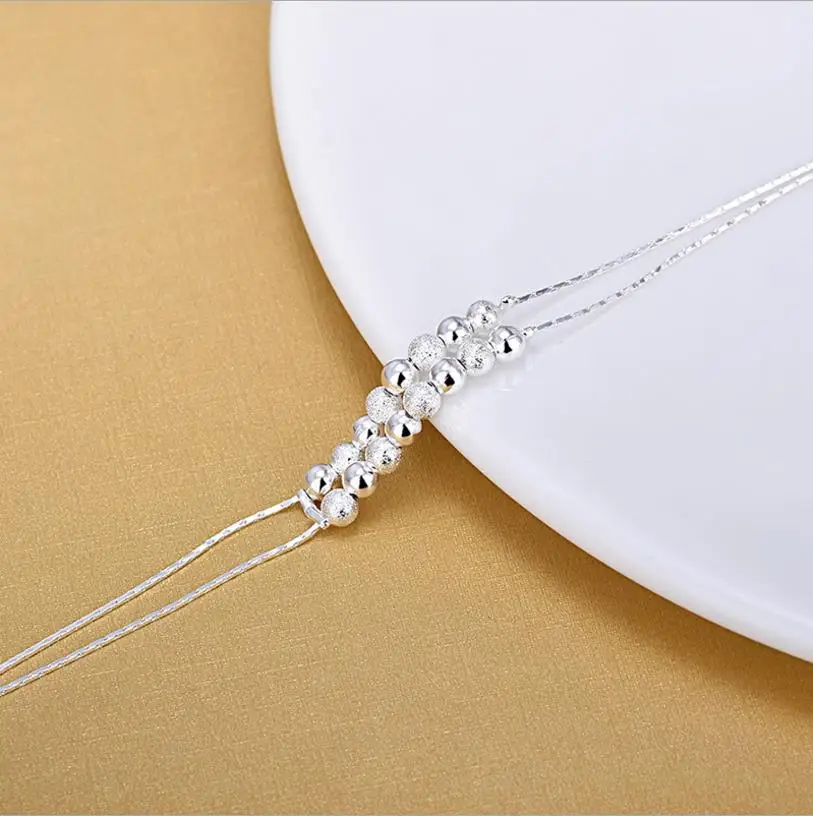TJP очаровательные матовые шары женские серебряные браслеты ювелирные изделия наивысшего качества 925 серебро anklets Для девушек женские свадебные аксессуары