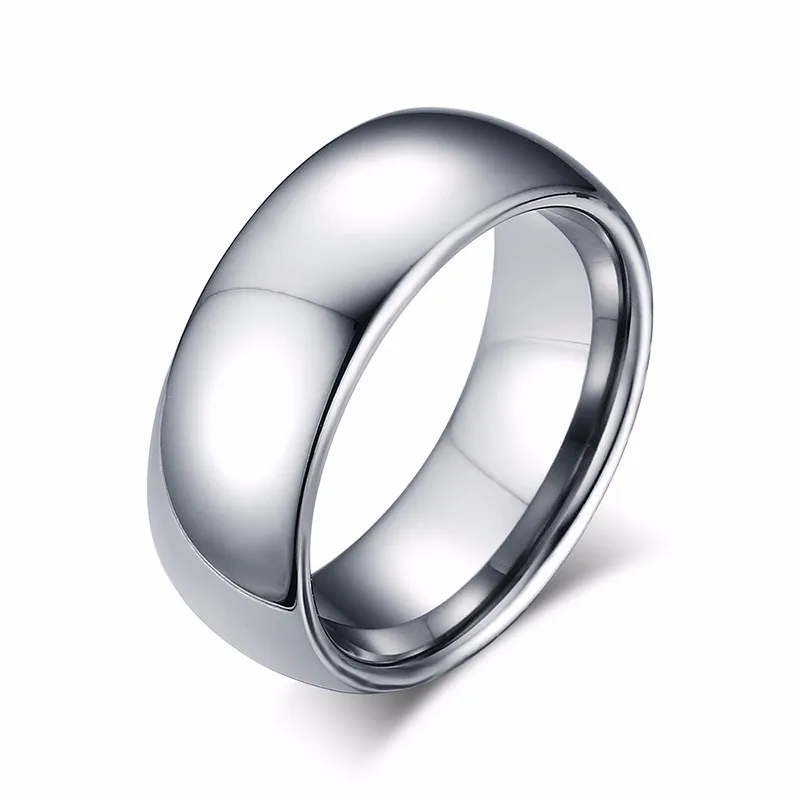 Классический вольфрамовый Карбид 8 мм Мужской полированный Купол Обручальное кольцо для мужчин Обручальное ювелирное изделие в золоте, серебре, розовом золоте тон - Цвет основного камня: Silver tone