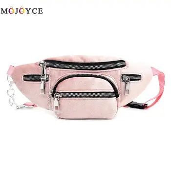 

Fleece Solid Color Waist Bag Women Phone Money Pouch Belt Bag Fashion Multi-pockets Fanny Pack