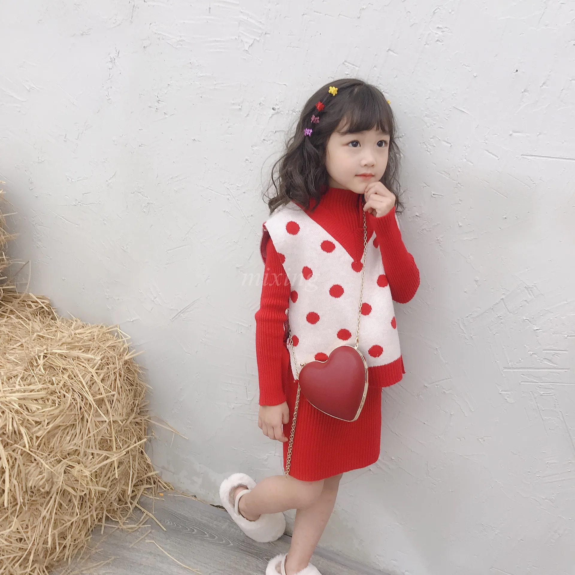 

2019 Middle-children's Autumn New Tank Tank Primer Skirt Two-piece Kids' Set Field Style Girls New.