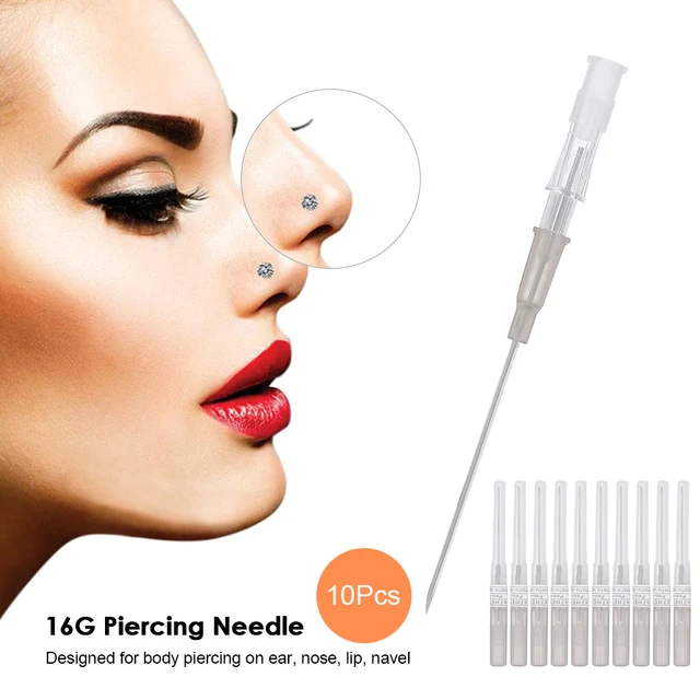 10Pcs 16G Disposable Piercing Needle Stainless Steel Sterile Body Piercing Needles Tattoo