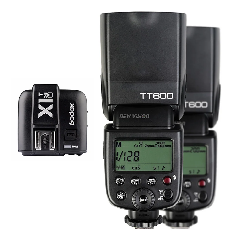 Godox TT600 2,4G Беспроводная камера Вспышка Speedlite+ X1T-C/N/F передатчик беспроводной триггер для Canon Nikon Fujifilm Olympus - Цвет: 2x TT600 add X1T