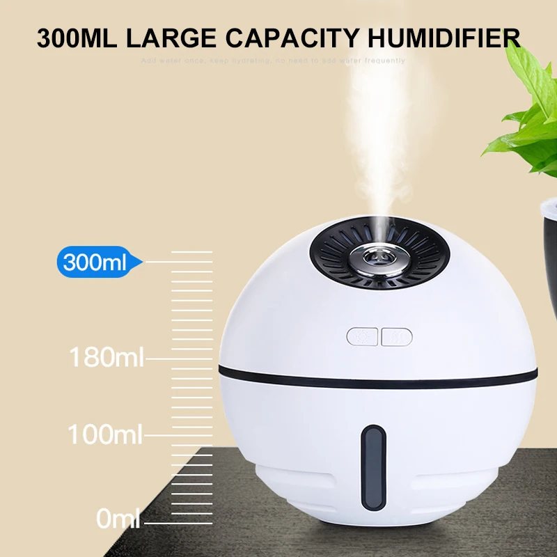 

2019 Drop Shpping Space Ball Shape 300ml Air Humidifier Aromatherapy Diffuser Fashion Creative Mist Maker Night Light