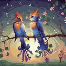 Две птицы по номерам Современная Настенная живопись ручная роспись маслом на холсте для украшение для дома, безрамочные картины 40*50 см