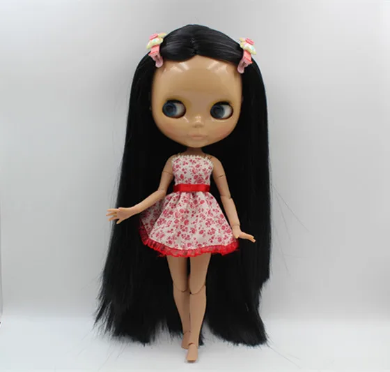 

Blygirl Blyth doll Black straight hair naked doll Tan skin joint body 19 joint DIY doll can change makeup