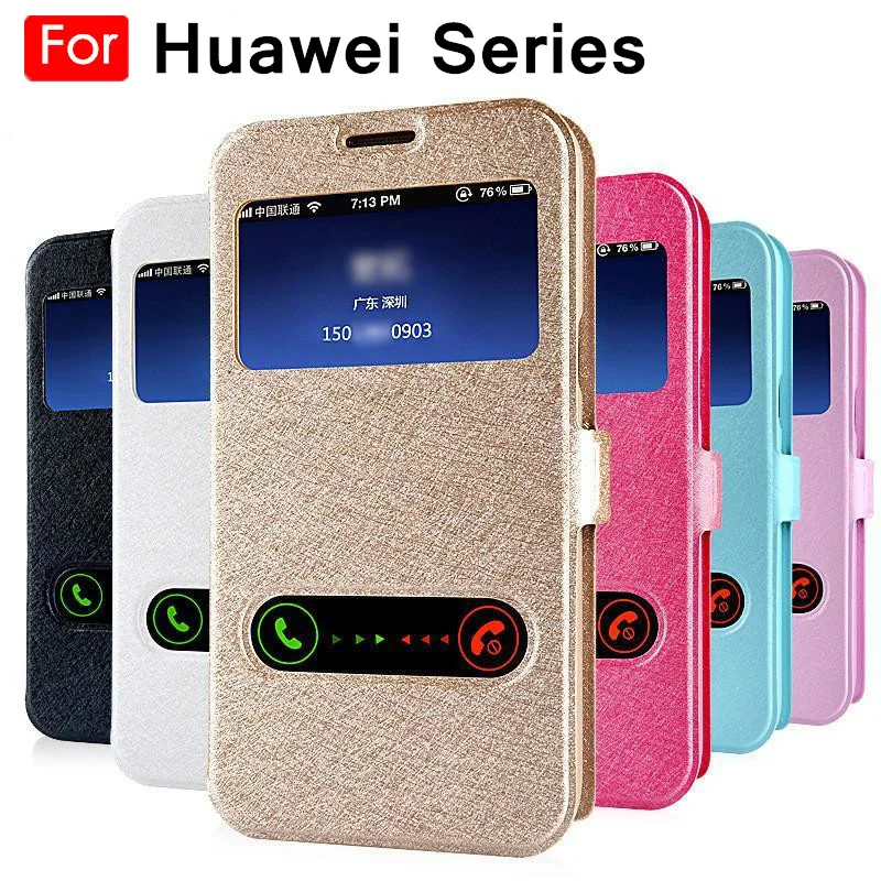 

Flip Cover for Huawei Nova 4 4e 3 3e 3i 2 2i P30 P20 Pro P10 Lite P8 P9 Lite 2017 Front Window View Leather Cases on Honor 7A 7C
