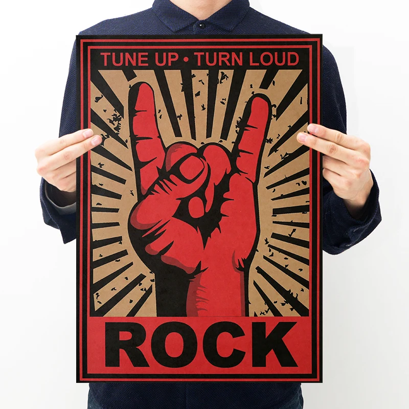 New Art Design Vintage Rock Gesture Poster Printing Retro Decoration Decor in room | Дом и сад