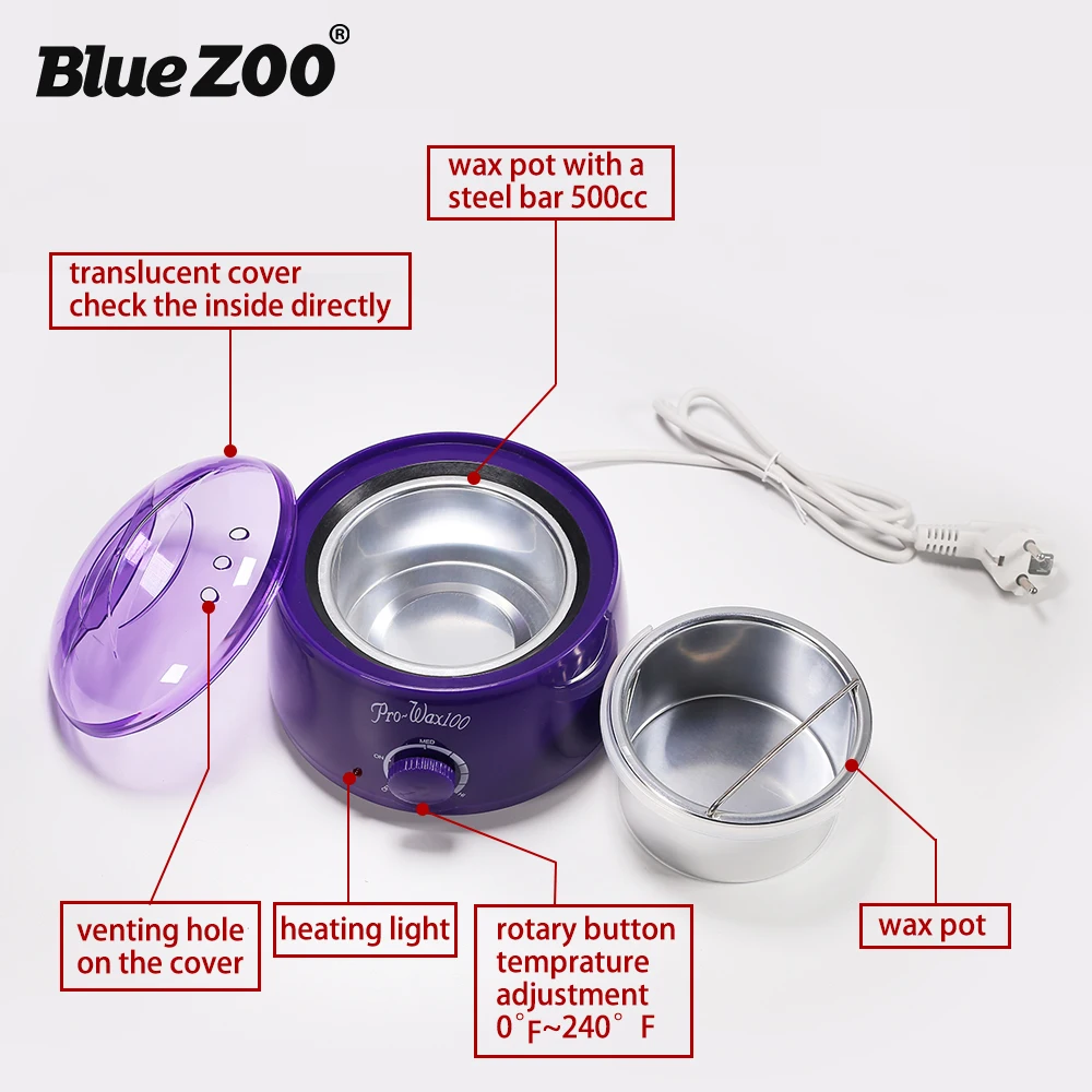 Blue ZOO Hair Removal Tools Mini Wax Dissolving Machine Hair Removal Depilatory Wax Warmer Pot Rechargeable Paraffin Wax Machine