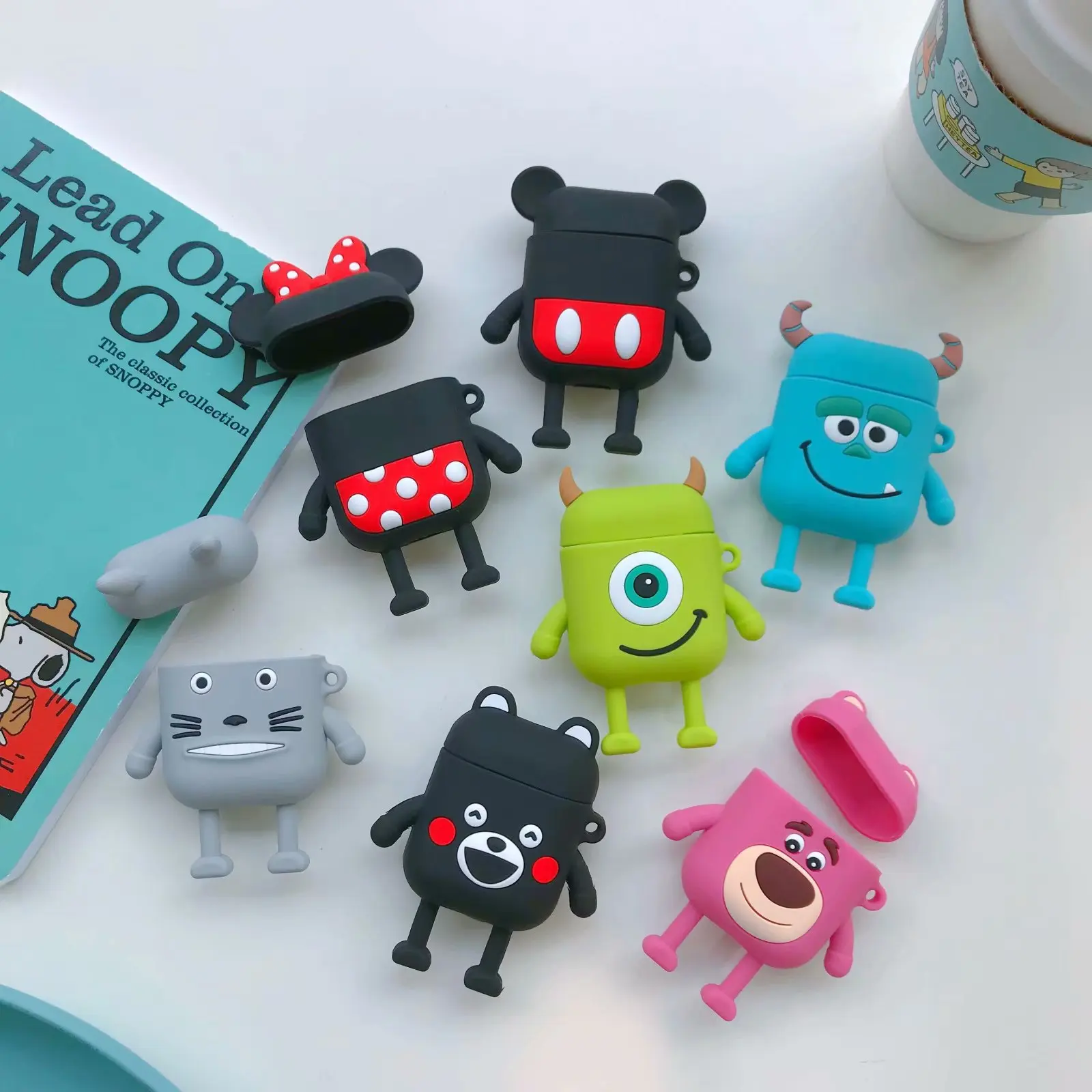 

For Airpods Air Pods Kumamoto Totoro Minnie Mickey Silicone Case Protective Cover Pouch Anti Lost Protector Fundas Accessories