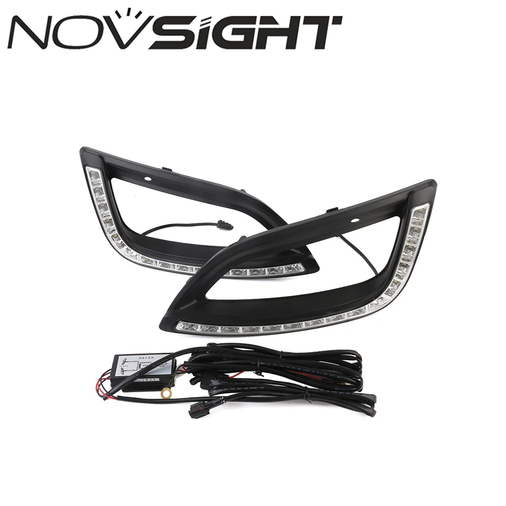 NOVSIGHT 2pcs Car LED White DRL Driving Daytime Running Light Fog Lamp