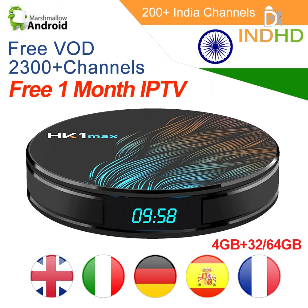 

HK1 MAX Arabic Turkey IPTV India Pakistan Subscription Code Free 1 Month Indian Germany Portugal Italy IP TV Android 9.0 Tv Box