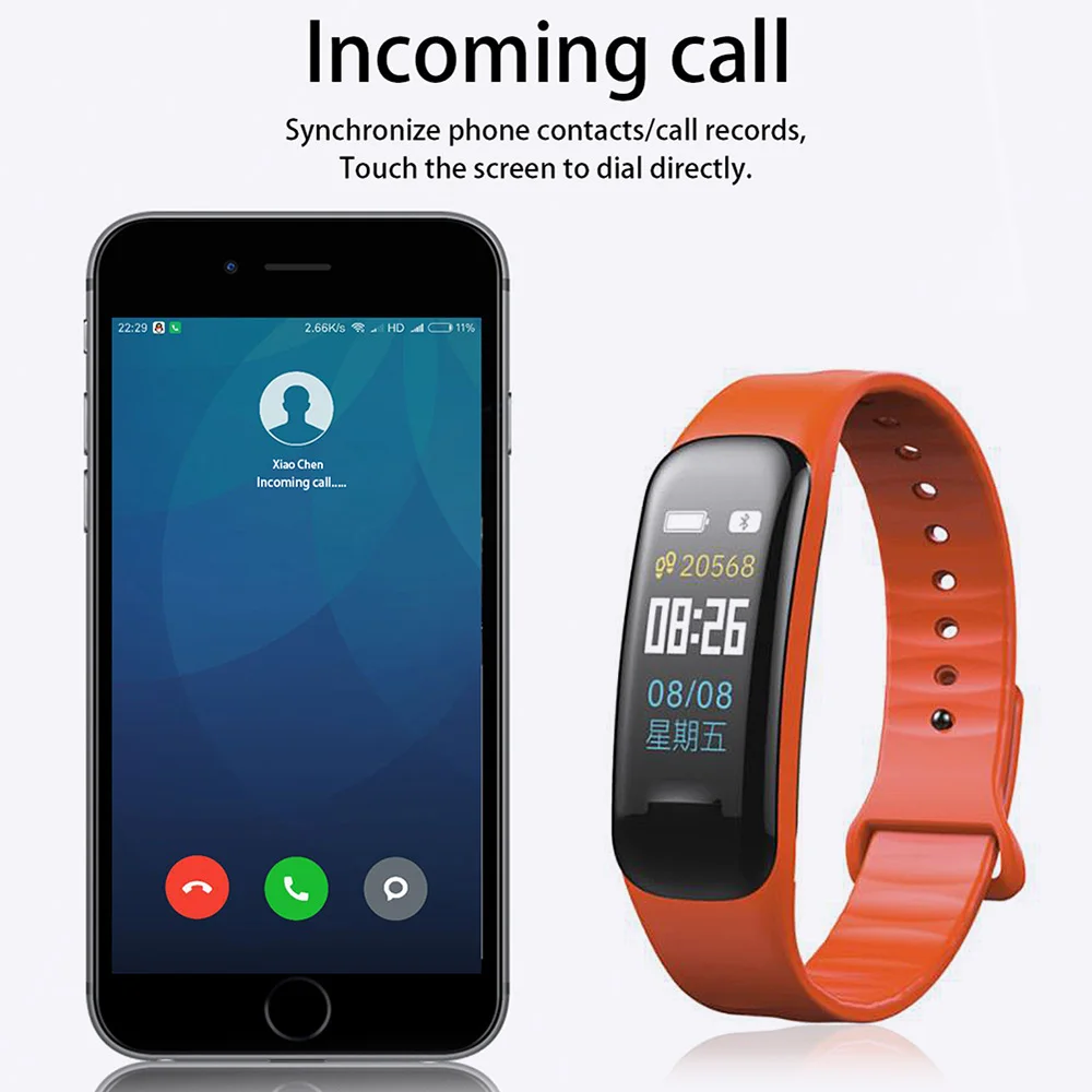C1 плюс цветной экран умный Браслет для IPhone samsung мониторинг сердечного ритма Счетчик шагов анти-Водный цветной экран Спортивный Браслет