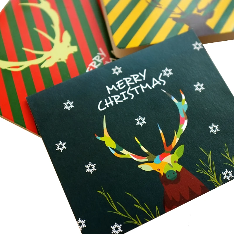 

50packs/lot lovely cartoon Merry Christmas folding paper cards cute greeting card postcard with envelope gifts cards wholesale