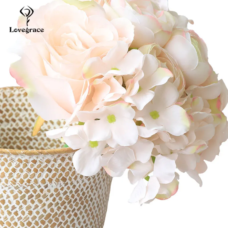 wedding bouquet roses peony artificial flowers  (50)