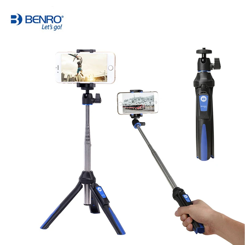 NEW BENRO mini Tripod Portable Self portrait Phone Selfie Stick with wireless Bluetooth Remote Shutter for