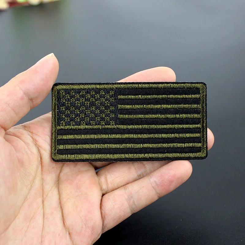 

1Pcs Army green American flag Patches badge Hot Iron on Embroidered Patch Applique for Jacket Jeans DIY