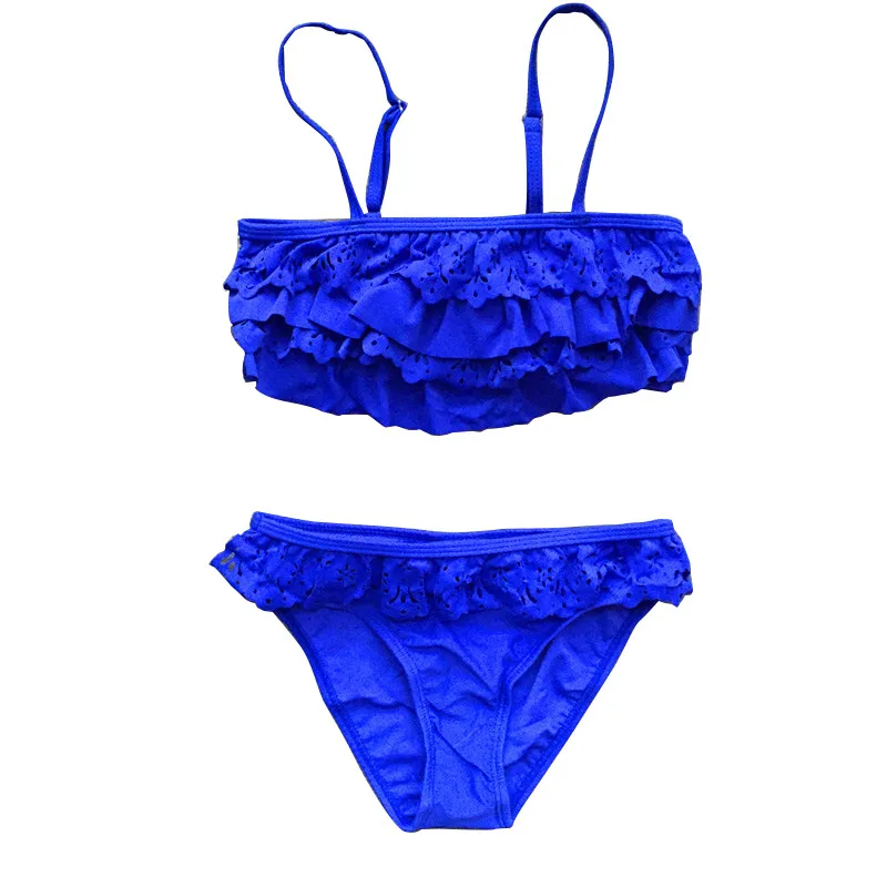 

Girls Bikini Bathing Suit Multi-layered Ruffle 2 Pieces Swimwear For Children Swimsuit Split Bikini Set Kids Hollow Swimsuit