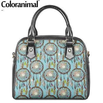 

Coloranimal Luxury Leather Tote Bag Women Casual Messenger Bag Dream Catcher Mandala 3D Print PU Ethnic Tribal Shoulder Handbag
