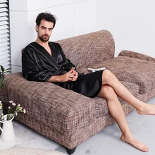 Summer Men's Faux Silk Sleepwear Robe Casual Loose Comfortable Print Kimono Robes Home Clothing Satin Nightly Bathrobes